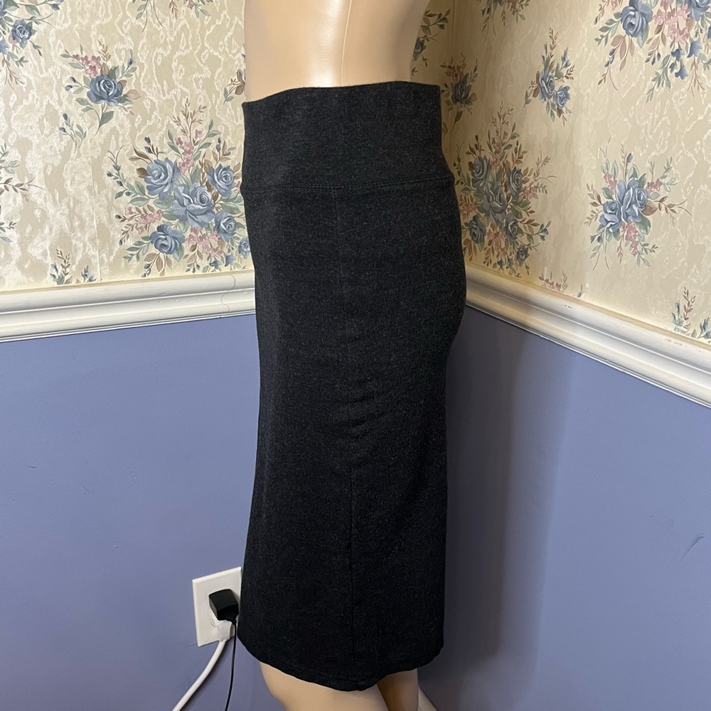 Basic Solid Ponte Knee Length Slit High Waist Cha… - image 4